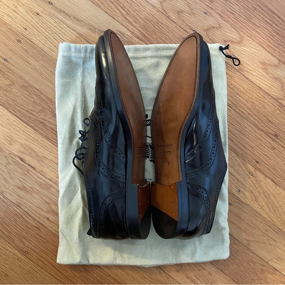 BURBERRY Wingtip Oxford Loafers - Size 39 - Black Leather - Made in Italy - Picture 4 of 11